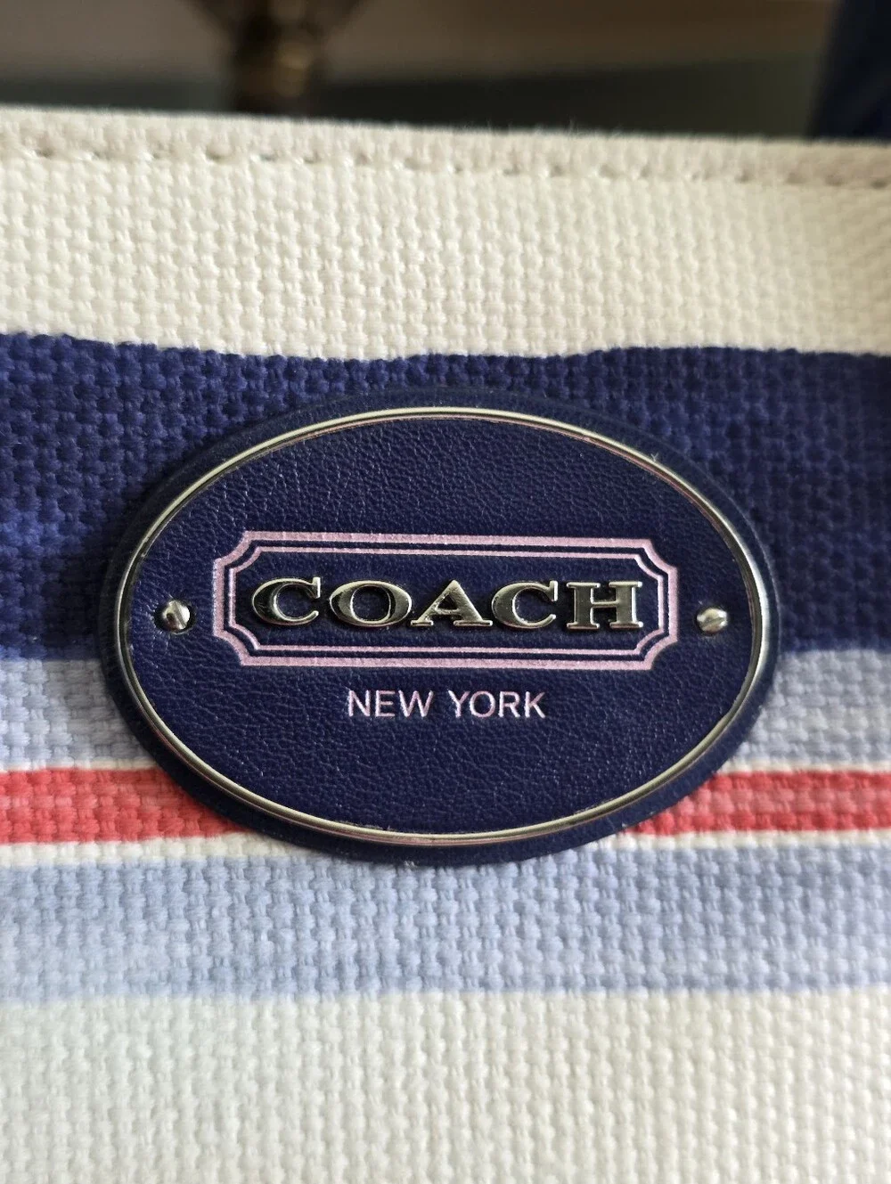 Coach Candace 22397 Legacy Stripe Canvas Leather Carryall Tote Bag Y2K